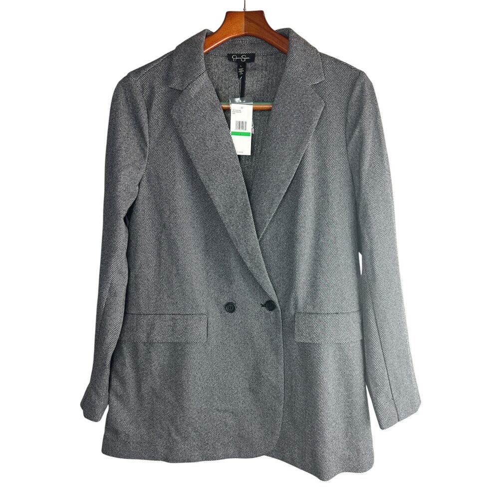 NWT Jessica Simpson Herringbone One Button Blazer W/ Pockets Women's Size Large - Picture 11 of 12
